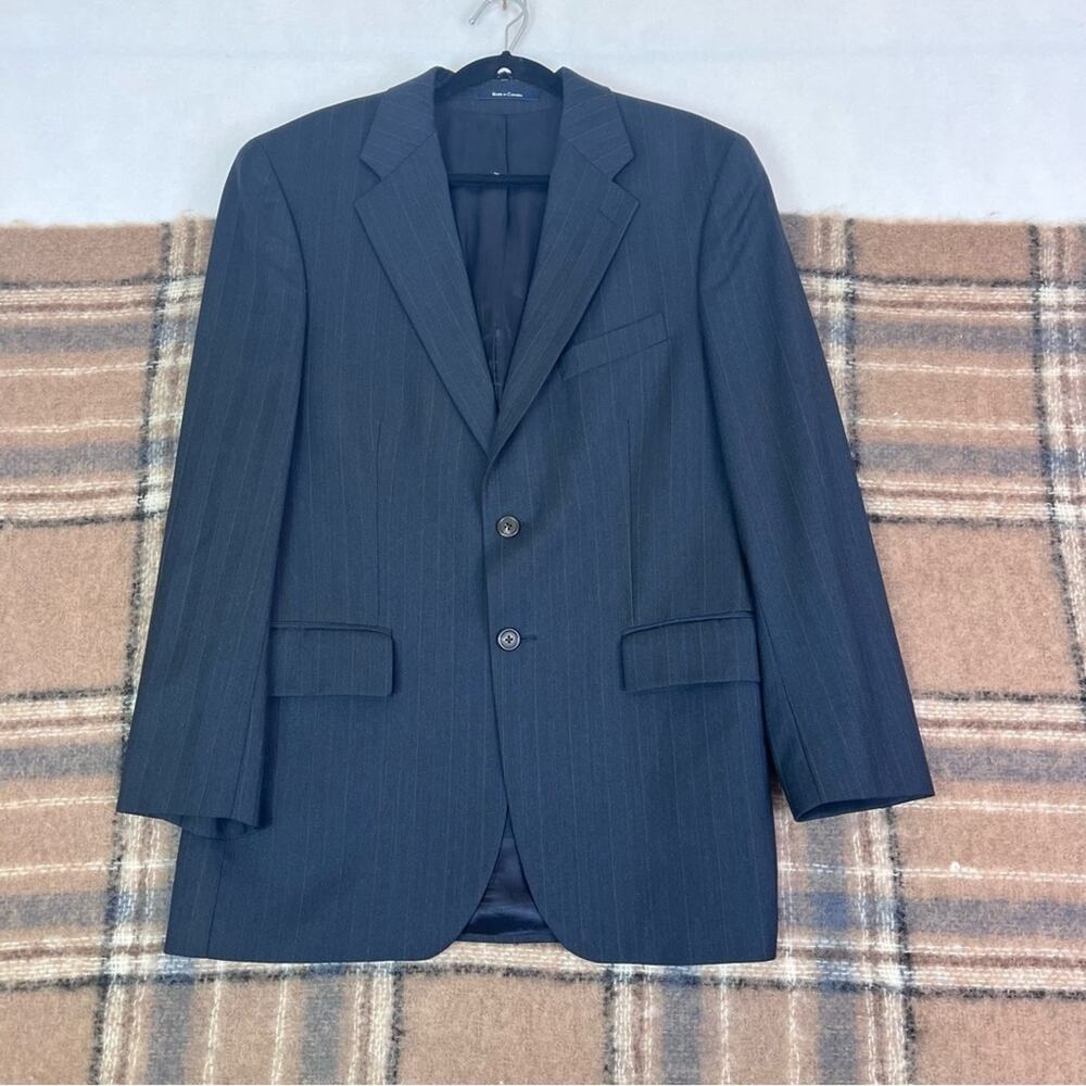 Ralph Lauren Sport Coat Mens 39R 100% Wool Charcoal and Blue Striped - Picture 8 of 13